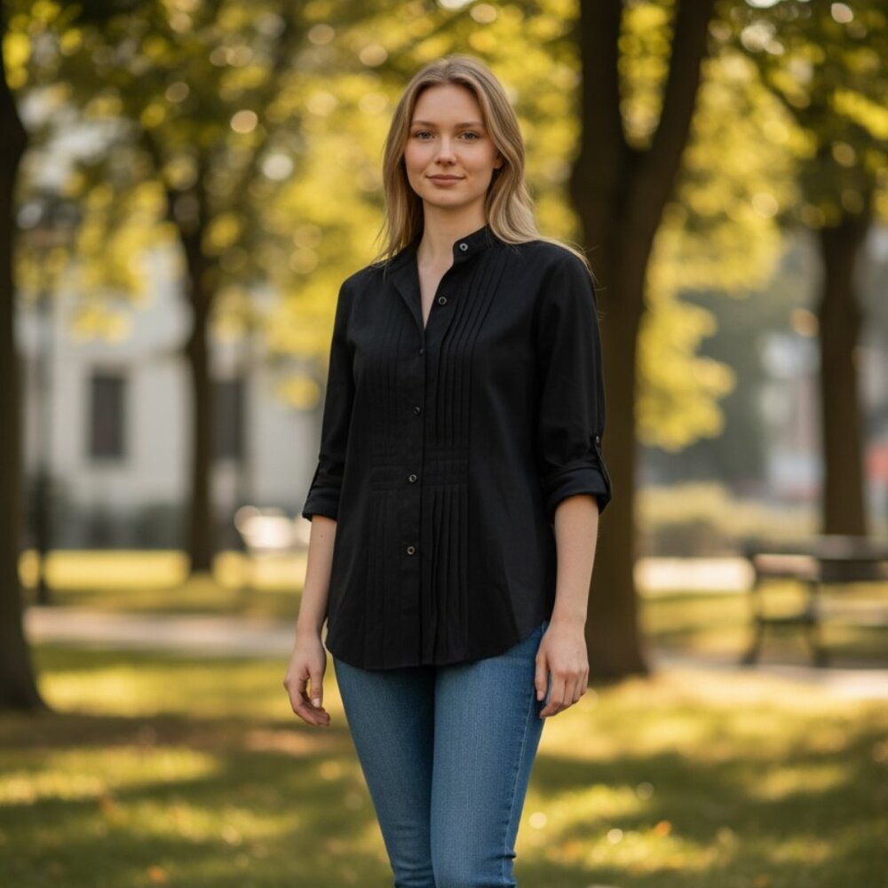 🖤 Calvin Klein Black Button-Front Blouse – Size S/P 🖤